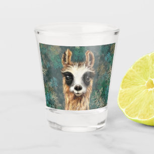 Neugieriges Lama Shot Glass Playful Gift - Malerei Schnapsglas