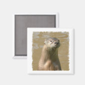Neugieriges Otter Square Magnet (Vorderseite/Rückseite)