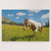 Neugieriges Pferd auf der Alp Wiese im Sommer Puzzle (Horizontal)