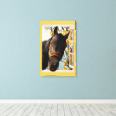 Neugieriges Pferd durch das Küchenfenster schauen Leinwanddruck (Insitu (Holzboden))