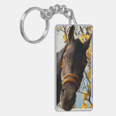 Neugieriges Pferd durch das Küchenfenster schauen Schlüsselanhänger (Vorderseite links)