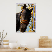 Neugieriges Pferd durch ein Küchenfenster schauen Poster (Küche)