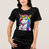Neugieriges Regenbogen-Einhorn Nachdenkend Tri-Blend Shirt (Vorderseite)