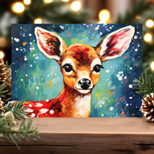 Neugieriges Reh Farbenfroher Winter Weihnachten