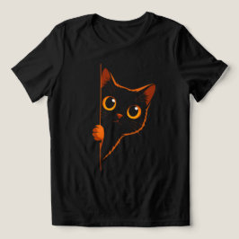 Neugieriges schwarzes Katze schaut hervor Damen Mi Tri-Blend Shirt