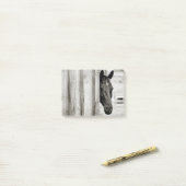 Neugieriges Schwarzes Pferd Post-it Klebezettel (Auf Schreibtisch)