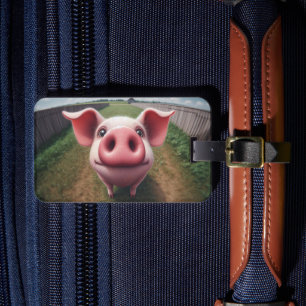 Neugieriges Schwein auf einer Farm Individueller G Gepäckanhänger