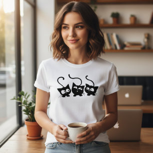  Neugieriges Trio schwarzer Kätzchen Spielende Kat Tri-Blend Shirt