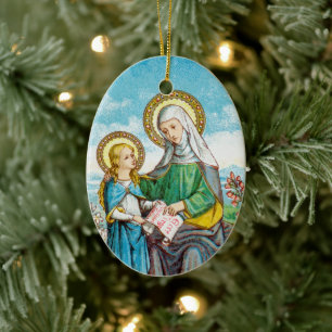 Neugotische Hl. Anna und junge Maria (SAU 29) Keramik Ornament
