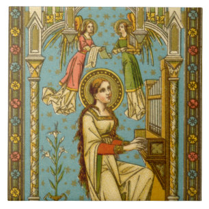 Neugotische Hl. Cäcilia von Rom (Detail; BNG 02) Fliese