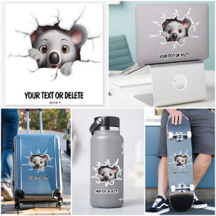 Neuheit Durchbruch Loch Guckender Süßer Koala Bär Aufkleber