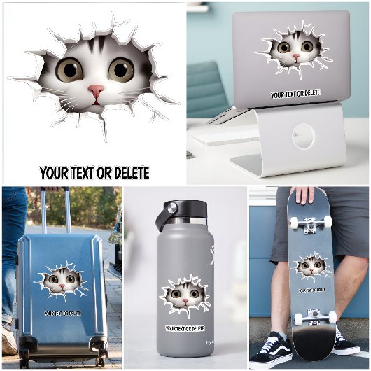 Neuheit Durchbruch Loch Peeking Niedlich Cat Kitte Aufkleber