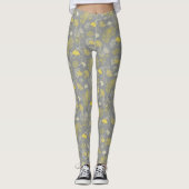 Neuheit Ginkgo Grau und Gelb Muster Leggings (Vorderseite)