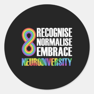 Neuheit Neurodiversity Rainbow Infinity Autism Awa Runder Aufkleber