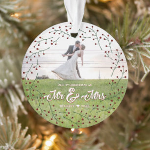 Neuheiten 1. Weihnachten Mr. & Mrs. Holly Foto Ornament