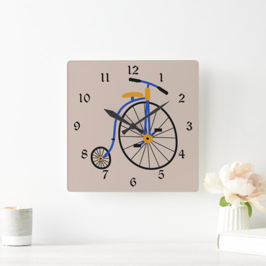 Neuheits-altmodisches Fahrrad-Blau Quadratische Wanduhr (Zuhause)