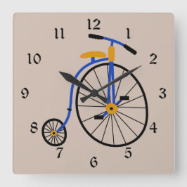 Neuheits-altmodisches Fahrrad-Blau Quadratische Wanduhr