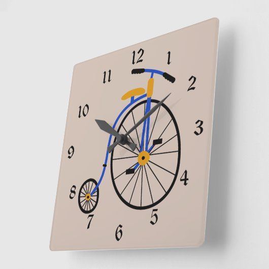 Neuheits-altmodisches Fahrrad-Blau Quadratische Wanduhr (Winkel)