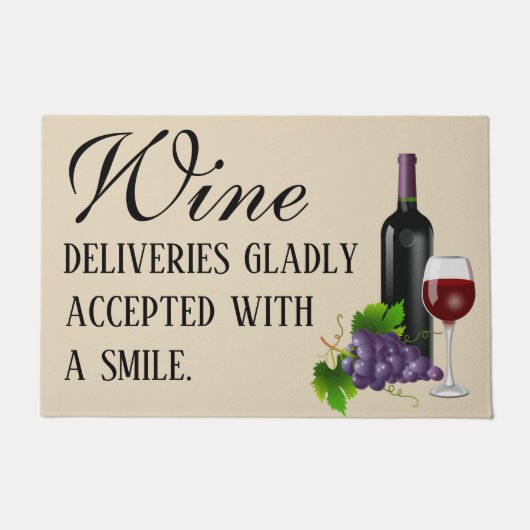 Neuheits-Wein-Lieferungen mit einem Lächeln Fußmatte (Vorderseite)