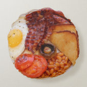 Neuheitskissen Kissen-volles englisches Frühstück Rundes Kissen (Rückseite)