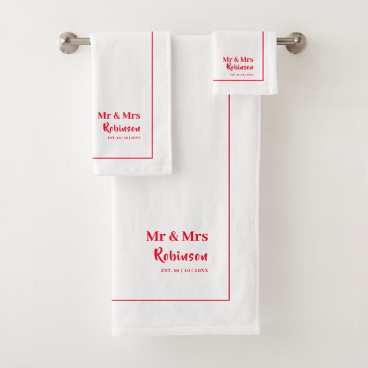 Neuigkeiten Mr. & Mrs. Personalisiert Large Badhandtuch Set (Insitu)