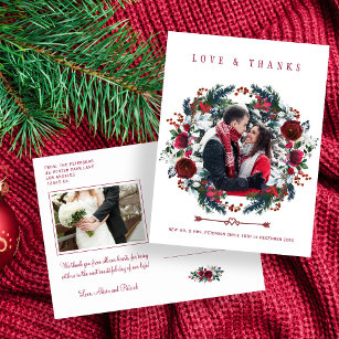 Neuigkeiten Weihnachten Red Floral Hochzeit Vielen Postkarte