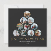 Neujahr 10 Foto Square Gold Black Karte (Vorderseite)
