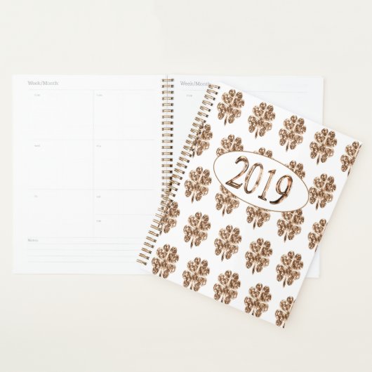 Neujahr 2019 Gold- und White-Four-Leaf-Clovers Planer (Anzeige)