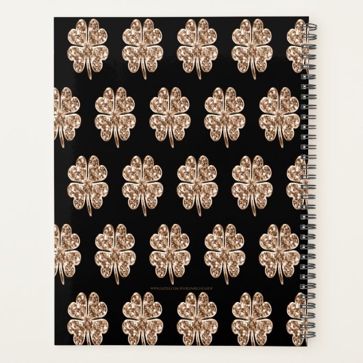 Neujahr 2020 Schwarz-Gold-Leaf-Clovers Planer (Rückseite)