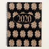 Neujahr 2020 Schwarz-Gold-Leaf-Clovers Planer (Vorderseite)
