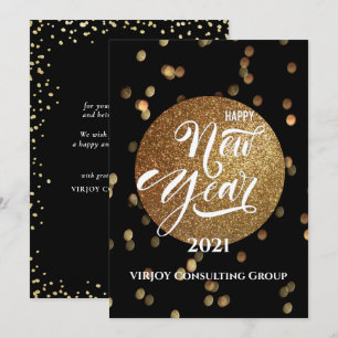 Neujahr 2021   Corporate Business Gold Confetti Feiertagskarte