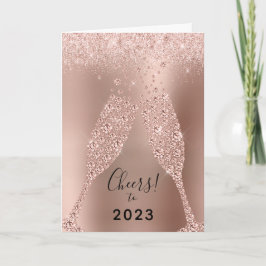 Neujahr 2022 Rose Gold Metallic Glitzer Feiertagskarte
