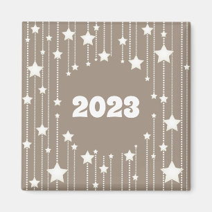 Neujahr 2023: natürliche beige weiße Sterne Magnet