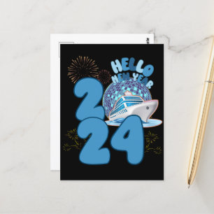 Neujahr 2024 Kreuzfahrt Reisen Matching NYE Postkarte