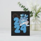 Neujahr 2024 Kreuzfahrt Reisen Matching NYE Postkarte (Stehend Vorderseite)