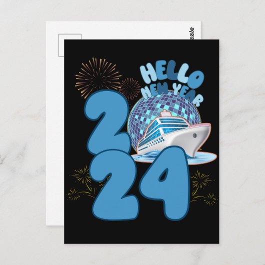 Neujahr 2024 Kreuzfahrt Reisen Matching NYE Postkarte (Vorne/Hinten)