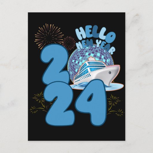 Neujahr 2024 Kreuzfahrt Reisen Matching NYE Postkarte (Vorderseite)