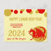 Neujahr 2024 Party des Roten Drachen oder Gruß Postkarte (Vorderseite)