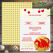 Neujahr 2024 Red Dragon Modern White Gold