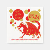 Neujahr 2024: Rotes Drachenrot und Goldmedaille Pa Serviette (Vorderseite)