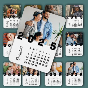 Neujahr 2025 Dezember Monats Kalender Familienfoto Magnet
