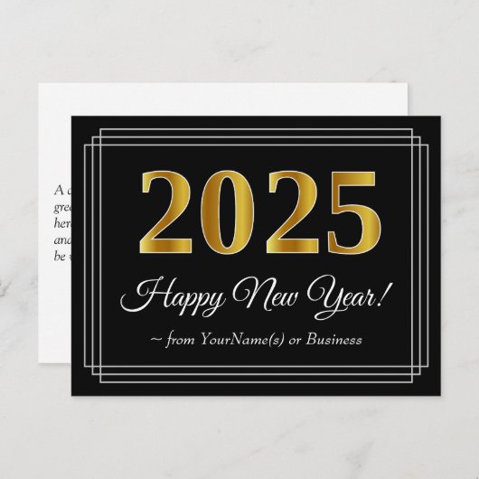 Neujahr 2025 - Extravagant, luxuriös, Imitate Gold Postkarte (Vorne/Hinten)
