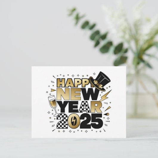 Neujahr 2025 feiertagspostkarte (Stehend Vorderseite)