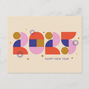 Neujahr 2025 - Feste Geometrische Feier Feiertagspostkarte