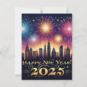 Neujahr 2025 Feuerwerk Feier Postkarte