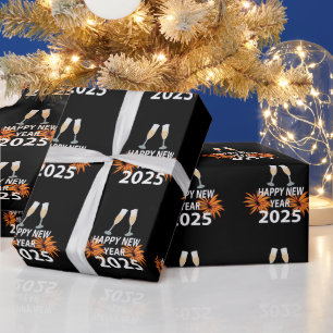 Neujahr 2025 Frohes neues Jahr Geschenkpapier