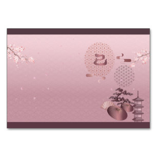 Neujahr 2025 Japanische Art Table Card Tischnummer