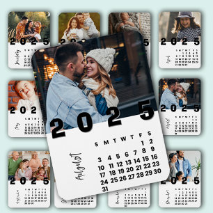 Neujahr 2025 Kalender August Monat Familienfoto Magnet