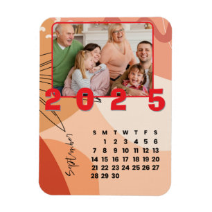 Neujahr 2025 Kalender September Familienfoto Magnet