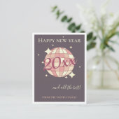 Neujahr 2025 lila Retrokarte Postkarte (Stehend Vorderseite)